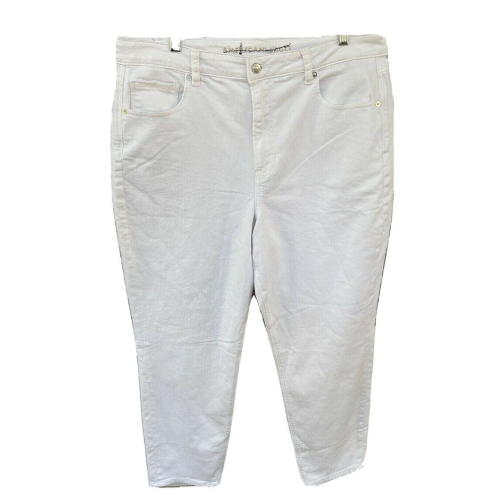 American Eagle White Mom Jeans Women's Size 24 High Rise Stretch Denim 44 x 28"